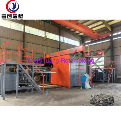 kopen Grote verwarmingskamer CS-2A-3000 Shuttle Rotomolder, zware dubbele arm rotatiegietmachine voor grote plastic tanks online vervaardiging