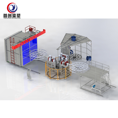 Rotomoulding machine for Hollow PE product making_3arm 3000