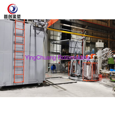 YINGCHUANG Onafhankelijke industriële PLC bi-axiale shuttle-rotatievormmachine met grote geïsoleerde oven voor LLDPE plastic emmers en watertanks