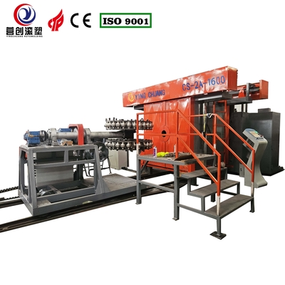 Automatische werking van de shuttle rotomolding machine met en PLC-besturingssysteem