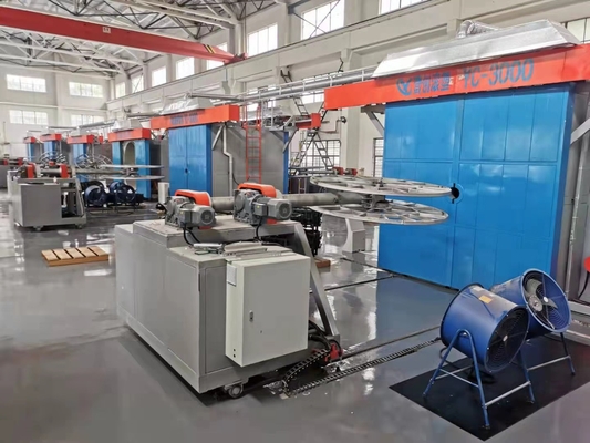 Automatische werking van de shuttle rotomolding machine in productie-installatie