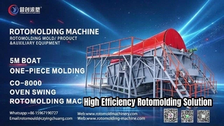 CO-8000 Oven Swing Rotation Molding Machine voor een aangepaste boot van 5 x 2,5 m